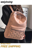 weiyinxing Designer Soft Pu Leather Women Backpack Large School Bags for Teenage Girls Ladies Shoulder Bags With Rivet Mochila Feminina