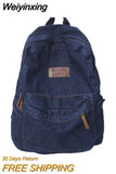 Weiyinxing New Denim Women Backpack Retro Travel Bagpack Large Capacity Backbag College Student School Bags for Teenager Girls Rugtas