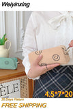 Weiyinxing Smile Corduroy Travel Cosmetic Lipstick Purse Storage Bag Kawaii Makeup Handbags Organizer Wallet Pouch Pencil Case Pen Bag