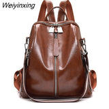 Weiyinxing Women Leather Backpacks High Quality 2023 Female Vintage Backpack Travel Shoulder Bag Mochilas Feminina School Bags For Girls
