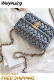 Weiyinxing A Main Femme Bags for Women Hand Woven Bag Strip Thread Hook Knitted Women's Casual Shoulder Bag Crossbody Bag Clutch Bag 0409