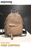weiyinxing Designer Fashion Women Leather Backpack Soft Solid Color Multi-Function Small Backpack Female Ladies Shoulder Bag Girl Purse