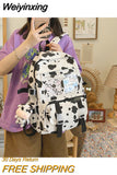 Weiyinxing Women Backpacks Female Cow Printing Funny Student Knapsack Large Capacity Cute Pendant for College for Ladies Girl