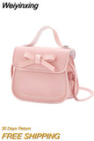 Weiyinxing Fashion Children's Coin Purse PU Leather Cute Mini Sweet Bow Handbag Lovely Crossbody Shoulder Bag Wallet for Girls