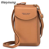 Weiyinxing Women Wallet Shoulder Mini Leather Bags Straps Mobile Phone Big Card Holders Wallet Handbag Money Pockets Girls Small Bags
