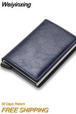 Weiyinxing Men women smart wallet Credit Bank card holder fashion purse Aluminum alloy Business Casual Mini wallet Brand PU Purse