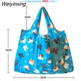Weiyinxing Reusable Grocery Shopping Bag Ladies Tote 50lb Fashion Pocket Shoulder Bag Foldable Eco Bag Washable