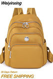 Weiyinxing Women Nylon Backpacks Fashion Ladies Casual Travel Rucksack Multifunction Shoulder Bag Teenager Girls Travel Schoolbag