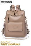 weiyinxing Leather Backpack Women Solid Color Fashion Trend Casual Large Capacity Ladies Travel Bag School Backpack for Teenage Girls