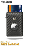 Weiyinxing Air Tag Wallet RFID Credit Card Money Holder Automatic Pop up Mini Aluminum Wallet Airtag Case Cover