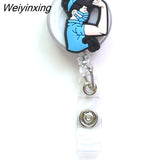 Weiyinxing 1 Piece High Quality Silicone Retractable Doctor Nurse Badge Holder Reel Cute Cartoon ID Card Holder Keychains