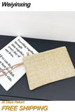 Weiyinxing Women's Woven Handbag 2023 Spring Summer Style Retro Fashion Solid Color Zipper Straw Weaving Clutches Versatile