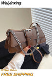 Weiyinxing color Women Chain Shoulder Side Bag Small PU Leather Handbag And Wallet Vintage Luxury Brand Lady Flap Crossbody Sling Bag