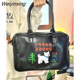 Weiyinxing Puppy Waterproof Pu Leather Bag Cute Cartoon Large Capacity Shoulder Bag Tote Bag Women's Bag Storage Bag Messenger Bag