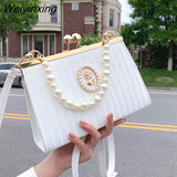Weiyinxing evening bag with pearls elegant bags for women banquet fashion handbags for women luxury designer lady crossbody bags