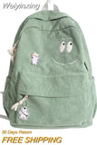 Weiyinxing Female Kawaii Corduroy Laptop College Backpack Trendy Girl Green Cool Cute Bag Fashion Women School Bag Lady Travel Backpack