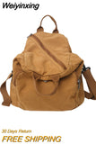Weiyinxing Girl Travel Brown Bag Fashion Female College Student Backpack Small Cool Women School Bags Ladies Canvas Vintage Backpack