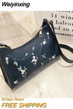 Weiyinxing One Shoulder Bag Retro Embroidery Small HandBag Solid Color Women's Subaxillary Bag Simple Fashion Sweet Delicate Texture