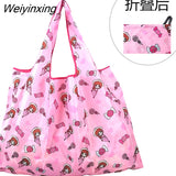 Weiyinxing Reusable Grocery Shopping Bag Ladies Tote 50lb Fashion Pocket Shoulder Bag Foldable Eco Bag Washable