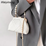 Weiyinxing HandBag Stylish Pearl Clutch Fashion Crossbody Bags For Women 2023 Simple Clip Casual Women's Shoulder Bag Frame Quilted