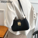 Weiyinxing Women's Shoulder Bags New Fashion Simple Casual Western Temperament PU Simple Ladies Shoulder Bags Trendy Underarm Bags