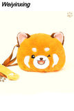 Weiyinxing Cute Cartoon Womens Shoulder Bag Kawaii Red Panda Plush Purses and Handbags Luxury Designer Soft Fluffy Doll Messenger Bag