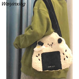 Weiyinxing Winter Japanese Cute Plush Corduroy Fashion Sushi Rice Ball Messenger Bag Women Bag Tote Bag Purses Handbags