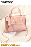 Weiyinxing New Women's Fashion Handbags Retro Solid Color PU Leather Crossbody Shoulder Bag Cute Pattern Casual Women Handbags