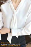 Weiyinxing Sleeve Chiffon Blouse Shirt Blouse Women Blusas Mujer De Moda 2023 Bow V-Neck Office Lady Blouse Tops Women Blouses E203 0409