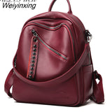 Weiyinxing New High Quality Leather Backpacks Women High Capacity Travel Backpack Mochilas School Bags For Teenage Girls Shoulder Bag
