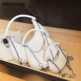 Weiyinxing Brand Tote Bag For Women 2023 Fashion Handbag And Purse Luxury Pearl Necklace Lady Crossbody Bag Simple Women's Shoulder Bag