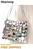Weiyinxing Women Mini Bag Sequins Handbags Silver Bag Women Small Tote Bag Bling Bling Fashion Lady Bucket Handbags Girls Glitter Purses