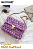 Weiyinxing A Main Femme Bags for Women Hand Woven Bag Strip Thread Hook Knitted Women's Casual Shoulder Bag Crossbody Bag Clutch Bag 0409