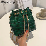 Weiyinxing Lacquer Simple Portable Bucket Bag 2023 Fashion Trend Personality Drawstring One-shoulder Messenger Women's Bag