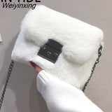Weiyinxing YIDE Faux Rabbit Fur Bag Women Chain Crossbody Bag Shoulder Handbag Purse Mini Brand Designer Handbags Fashion Winter New