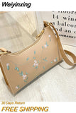 Weiyinxing One Shoulder Bag Retro Embroidery Small HandBag Solid Color Women's Subaxillary Bag Simple Fashion Sweet Delicate Texture