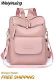 Weiyinxing Leather Backpack Women Solid Color Fashion Trend Large Capacity Ladies Travel Bag School Backpack for Teenage Girls 2023
