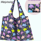 Weiyinxing Reusable Grocery Shopping Bag Ladies Tote 50lb Fashion Pocket Shoulder Bag Foldable Eco Bag Washable