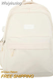 Weiyinxing White Leisure College Backpack Trendy Women Nylon Laptop Book Bag Girl Cute Travel School Bag Fashion Female Cool Student