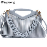 Weiyinxing Brand Handbag Women Inverted Triangle Handle Leather Hand Pouch Classic Crossbody Bags For Women Tote Bag Lady Satchel