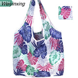 Weiyinxing Reusable Grocery Shopping Bag Ladies Tote 50lb Fashion Pocket Shoulder Bag Foldable Eco Bag Washable