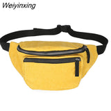 Weiyinxing Women Corduroy Waist Bag Ladies Designer Canvas Fanny Pack Fashion Brown Money Phone Chest Banana Bag Female Bum Belt Bags phone
