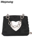 Weiyinxing Luxurious Contrast Heart Shoulder Bag Ladies 2023 Summer Fashion Sweet Cool Chain Crossbody Bag for Women Free Shipping