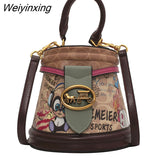 Weiyinxing Brand Graffiti Horseshoe Bags for Women High Quality Leather Shoulder Bag Luxury Purses and Handbags Designer Crossbody Bag
