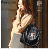 Weiyinxing Leather Women Backpacks New Arrivel Vintage Female Shoulder Bag High Quality Travel Rucksack School Bag For Girls