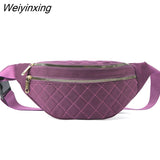 Weiyinxing Women Plaid Waist Bag Female Oxford Waterproof Belt Bags Designer Crossbody Chest Bag Ladies Fashion Fanny Pack Banana Hip Purse
