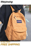 Weiyinxing Girl Boy Brown Corduroy Book Backpack Fashion Female Male Vintage Travel School Bag Men Women Cool Lady Student Bags Teenage