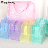 Weiyinxing Pc PVC Transparent Cosmetic Bag Clear Makeup Bag for Women Girl Waterproof Zipper Beauty Case Travel Toiletry Bags Handbag