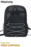 Weiyinxing Fashion Women Transparent Backpacks Mesh Backpack for Boys and Girls Light Weight Rucksack Travel Gym Bags Black Student Bag