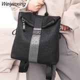 Weiyinxing Ms Luxury Designer Women High capacity Leather Black Backpack Casual High Quality School Backpacks For Girls Travel Bagpack